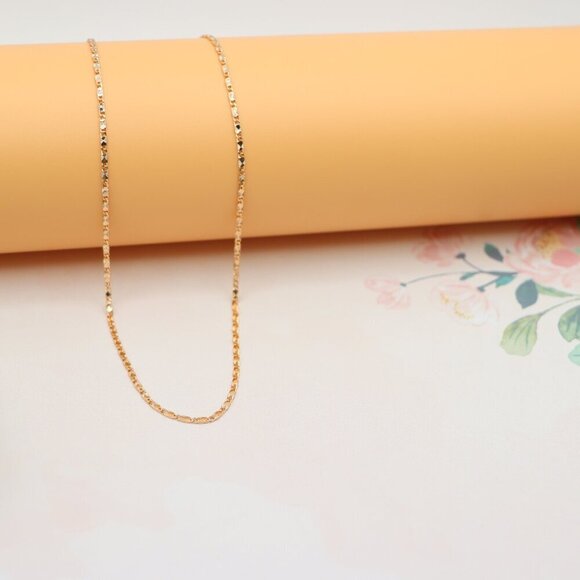 Dainty Diamond-Cut Rose Gold Necklace, Adjustable Chain, XPNL0191 - Picture 6 of 12